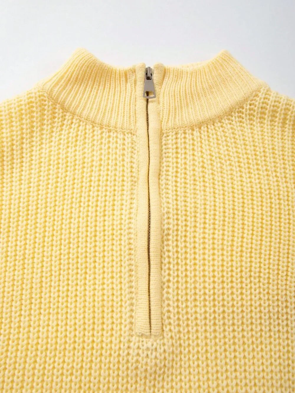 Yellow Women's Casual Stand Collar Pullover Long Sleeve Sweater